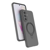 CONSTRAIN - Samsung Galaxy A27 ile uyumlu Kılıf Kamera Çıkıntılı MagSafe ile uyumlu Şarj Özellikli Halka Stand Yumuşak Dokulu Kapak - Gri