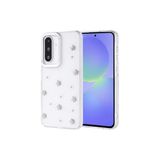 CONSTRAIN - Samsung Galaxy A36 ile uyumlu A37/A36/A56 Fiyonk Desenli Şeffaf Kılıf Simli Darbeye Dayanıklı Papyon Işıltılı - Beyaz