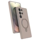 CONSTRAIN - Samsung Galaxy S24 Ultra ile uyumlu Kılıf Magsafe ile uyumlu Halkalı Extra Standlı içi Kadife Yumuşak Renkli Silikon Kapak - Çöl