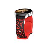 CONSTRAIN - Samsung Galaxy Watch 8-7-6 40-42-44mm ile uyumlu Kordon Çift Renkli Leopar Desen Şık Silikon Saat Kordonu - Kırmızı