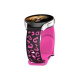 CONSTRAIN - Samsung Galaxy Watch 8-7-6 40-42-44mm ile uyumlu Kordon Çift Renkli Leopar Desen Şık Silikon Saat Kordonu - Pembe-2