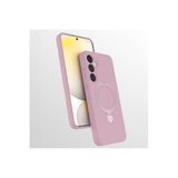 CONSTRAIN - Samsung ile uyumlu Galaxy S24 FE Kılıf MagSafe ile uyumlu Halkalı Extra Standlı Içi Kadife Yumuşak Renkli Silikon Kapak - pembe