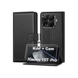 CONSTRAIN - Xiaomi 15T Pro ile uyumlu Mi Kılıf 360 Tam Kaplar Deri Kapaklı Cüzdan Standlı Kartvizitli + Ekran Koruyucu Cam