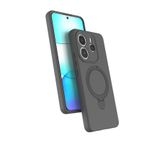 CONSTRAIN - Xiaomi ile uyumlu Redmi Note 14 4G Kılıf MagSafe ile uyumlu Halkalı Extra Standlı Içi Kadife Yumuşak Renkli Silikon Kapak - gri