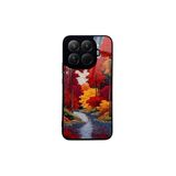 CONSTRAIN - Xiaomi Mi 15T Pro ile uyumlu Kılıf Boyalı Tablo Desenli Fiyonk Ve Leopar Tasarımlı 3D Ayna Görünümlü Korumalı Kapak - Kırmızı