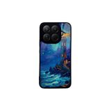 CONSTRAIN - Xiaomi Mi 15T Pro ile uyumlu Kılıf Boyalı Tablo Desenli Fiyonk Ve Leopar Tasarımlı 3D Ayna Görünümlü Korumalı Kapak - Mavi