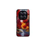 CONSTRAIN - Xiaomi Redmi Note 14 Pro 4G ile uyumlu Kılıf Boyalı Tablo Desenli Fiyonk Ve Leopar Tasarımlı 3D Ayna Görünümlü Korumalı Kapak - Kırmızı