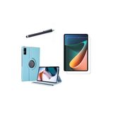CONSTRAIN - Xiaomi Redmi Pad ile Uyumlu Standlı Kılıf + Cam Ekran Koruyucu + Tablet Kalemi 3'lü Set - Mavi