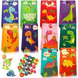 Containlol 30'lu Paket Dinozor Partisi Hediye Çantaları Dinozor Partisi Favor Çantaları Küçük Dinozor Goodie Cadılar Bayramı Şeker Tedavi Çantası Çocuklar için Eşleşen Etiketlerle Dinozor Temalı Doğum Günü Noel