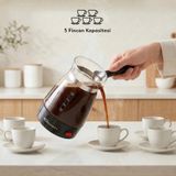 Conti CKC-340 Fortune Elektrikli Cam Cezve – 650W, 0.5 L, Paslanmaz Gizli Rezistans, 360° Kablosuz Kullanım, Türk Kahvesi Makinesi, Siyah