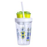 Contigo Bueno Snack Straw Robot Green 350 ml Çocuk Suluk - Yeşil