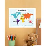 Continents-Kıtalar Ingilizce Çocuk Eğitim Tekli Pvc Poster 21X30 cm