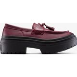 Converse Chuck Taylor All Star Lugged Heel Loafer Kadın Bordo Deri Platform - 625-Bordo