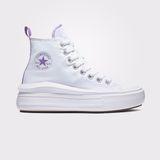 Converse Chuck Taylor All Star Move Platform Kadın Mor Detaylı Beyaz Sneaker - 102-Beyaz