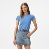 Converse Classic Kadın Slim Fit Mavi T-Shirt - 443-Mavi - 2XL
