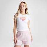 Converse Heart Kadın Beyaz T-Shirt - 102-Beyaz - XS
