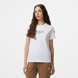Converse Kadın Beyaz T-Shirt Standart Kol ile Günlük Kullanım için Rahat Kesim Tasarım - 102-Beyaz