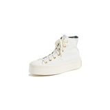 Converse Kadın Chuck Taylor All Star Lift Spor Ayakkabı, Ak balıkçıl/Trektan/Altın, 8.5