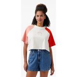 Converse Star Chevron Baskılı Kadın Krem T-Shirt - 286-Krem - 2XL