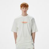 Converse Star Chevron Baskılı Oversize Fit Erkek Krem T-Shirt - XL - 286-Krem