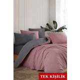conzaliza Tek Kişilik Lastikli Çarşaflı Nevresim Takımı | Mürdüm-Gri