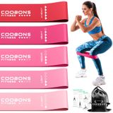 COOBONS FITNESS Egzersiz için direnç bantları, kadın ve erkek egzersiz bantları seti, taşıma çantalı, kullanım kılavuzu, tüm vücut zindeliği, ganimet, bacak, kol, esneme, fizik tedavi, kuvvet antrenmanı için, 5'li