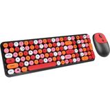 Coofbe 105 Retro Tuşlu 2.4Gh Kablosuz Bluetooth Klavye Mouse Seti Retro Kablosuz Klavye Mouse Set Kırmızı