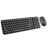 Coofbe 105 Retro Tuşlu 2.4Gh Kablosuz Bluetooth Klavye Mouse Seti Retro Kablosuz Klavye Mouse Set Siyah