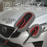 Coofbe 2 Adet Set Profesyonel Püsküllü Mikrofiber Araç Yıkama Fırçası Toz Alma Fırçası Araç Paspası