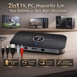 Coofbe 2in1 Ses İletme ve Alıcı Receiver Transmitter Adaptör, Bluetooth 5.0, Siyah Renk, Bataryalı