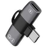 Coofbe 30W Hızlı Şarj Type-C To Type-C Dönüştürücü Çevirici Şarj Kulaklık Adaptörü Type-C Çoğaltıcı - Siyah