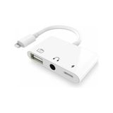 Coofbe 3in1 Apple Lightning Iphone, Ipad Için Şarj, 3.5mm Kulaklık ve USB Girişli Çoğaltıcı Adaptör - Beyaz