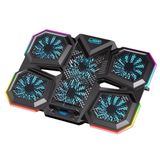 Coofbe 6 Fanlı 12 Rgb Işık Modlu Kademe Standlı Lcd Göstergeli Notebook Soğutucu Laptop Standı Soğutucu