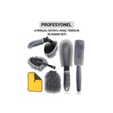 coofbe 6 Parça Profesyonel Mikrofiber Araç Oto Yıkama Seti Yıkama Eldiveni Jant Lastik Fırçası Toz F