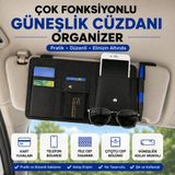 Coofbe Araç İçi Güneşlik Organizer Cüzdan Çok Bölmeli Telefon Gözlük Kart Kalem Tutucu Oto Düzenleyici