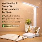 Coofbe Ayarlanabilir 3 Renkli Işık Şarjlı Masa Lambası Dokunmatik Katlanabilir Şarjlı Masa Lambası