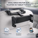 Coofbe Backseat Araç Arka Koltuk Tablet Tutucu Araç Tablet Standı 360 Döner Başlık 4.7-12.9 Inch Tablet Telefon Tutucu - Siyah