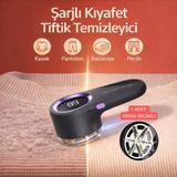 Coofbe Dijital Ekranlı Şarjlı 6 Bıçaklı Şarjlı Tüy Temizleme ve Tiftik Temizleme Makinesi Tiftik Toplayıcı - Siyah