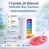 Coofbe Haftalık Hap Saklama Kutusu 4 Bölmeli 28 Gözlü Kilitli Kapaklı Hap Hap Kutusu Bpa Içermez - Beyaz
