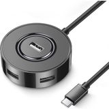Coofbe Jasoz 1.5 Metre 4in1 Type-C To USB Çoğaltıcı Hub Type-C To 4x Usb3.0 Mouse Yazıcı Klavye Okuyucu - Siyah
