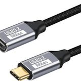 Coofbe Örgü Kablo 1Mt Type-C Uzatma Kablosu 10Gbps Veri Ve Görüntü Aktarım 5A Pd Hızlı Şarj Kablo