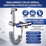 Coofbe Paslanmaz Çelik Sprial Hortum Taharet Musluğu Çoğaltıcı Sprey Tabanca Klozet & Banyo Temizleme Seti