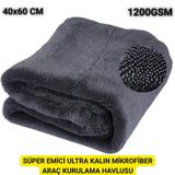 Coofbe Profesyonel 40x60cm 1200GSM Ultra Kalın Mikrofiber Araç Kurulama Havlusu Oto Yıkama Bezi Kurutma Havlusu