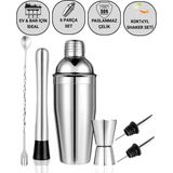 Coofbe Profesyonel Paslanmaz Çelik 750ML 6 Parça Kokteyl Seti Kokteyl Hazırlama Bar Shaker Seti - 1 Adet - 750 ml