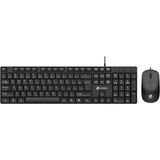 Coofbe Sessiz Yumuşak Tuşlu Ofis Bilgisayar Laptop Kablolu Klavye ve Mouse Seti 104 Tuşlu Q Klavye - siyah
