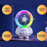 Coofbe Taşınabilir 1500MAH Şarjlı 3kademe Hız Ayarlı Taşınabilir El Vantilatörü Fan ve Gece Lambası - Beyaz