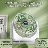 Coofbe Taşınabilir 3 Kademeli 1200MAH Şarjlı Masaüstü Vantilatör Fan Ev Ofis Masaüstü Vantilatör - Beyaz