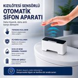 Coofbe Temassız Sensörlü Otomatik Tuvalet Sifonu Klozet Rezervuar Aparatı Ipx5 1200mah Şarjlı Klozet Rezervuar Sifonu Beyaz