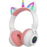 Coofbe Unicorn 94DB Güvenli Ses Kontrollü Yumuşak Kulak Pedli Bluetooth Kulaklık Bluetooth Çocuk Kulaklığı - Beyaz