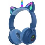Coofbe Unicorn 94DB Güvenli Ses Kontrollü Yumuşak Kulak Pedli Bluetooth Kulaklık Bluetooth Çocuk Kulaklığı - Mavi